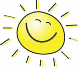 Happy face smiling sun icon