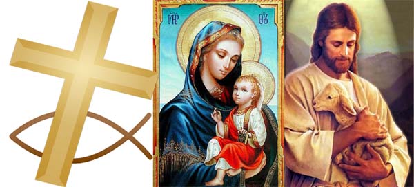 Symbols of Christianity, Jesus Christ, Baby Jesus and Mary