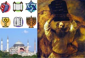 Jewish religion symbols and Abraham - father of Judaism