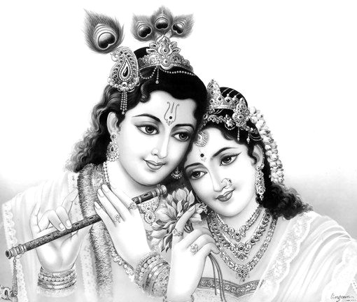 Lord Krishna, black & white photo